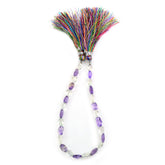 BRAZIL AMETHYST AND CRYSTAL 7X6-8X6MM FACETED OVAL BEADS 8" LINE