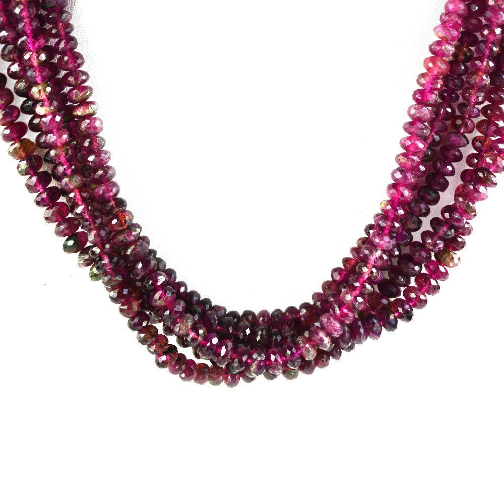 PINK TOURMALINE 6-7MM FACETED ROUNDEL BEADS 16" LINE