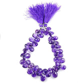 AFRICAN AMETHYST 10X8-13X9MM ROSE CUT BRIOLETTE PEAR 8" LINE