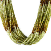 GARNET GROSULAR MULTI COLOR 4.00MM FACETED ROUNDEL BEADS 12.50" PER LINE