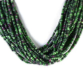 RUBY ZOSITE 4.00MM FACETED ROUNDEL BEADS 12.50" PER LINE