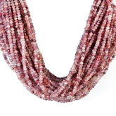 STRAWBERRY QUARTZ 4.00-4.50MM FACETED ROUNDEL BEADS 12.50" PER LINE