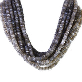 MOONSTONE LITE GREY 5.00-6.00MM FLAT SQUARE BEADS 16" PER LINE