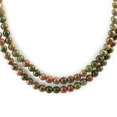 UNAKITE 8MM PLAIN ROUND BALLS 15" PER LINE