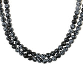 BLACK SNOWFLAKE OBSIDIAN 8-9MM PLAIN ROUND BALLS 15" PER LINE
