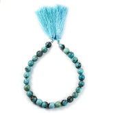 MEXICAN TURQUOISE (MATRIX & PYRITE) 8-8.50MM PLAIN BALLS 8" PER LINE