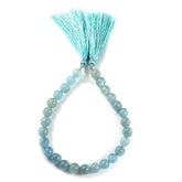 MILKY AQUAMARINE 8-8.50MM PLAIN BALLS 8" PER LINE