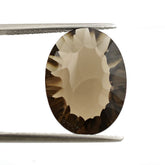 SMOKY QUARTZ CONCAVE CUT BRIOLETTE OVAL 18X13.50MM 10.67Cts.