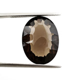 SMOKY QUARTZ CONCAVE CUT BRIOLETTE OVAL 18X13.50MM 10.63Cts.