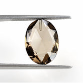 SMOKY QUARTZ ROSE CUT BRIOLETTE OVAL (HALF DRILL) 14X10MM 4.38Cts.