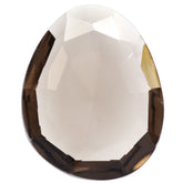 SMOKY QUARTZ CUT IRREGULAR OVAL STEP CUT BACK 23X18MM 14.14 Cts.