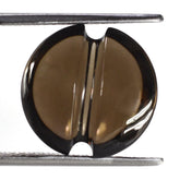 SMOKY QUARTZ LENTIL ROUND WITH CARVED BELT (DES#25) 15MM 14.53 Cts.