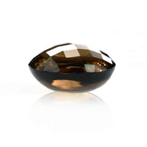 SMOKY QUARTZ CHECKER CUT TOP BUFF BACK ROUND (DARK) 10.00X10.00 MM 3.60 Cts.