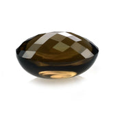 SMOKY QYARTZ CHECKER CUT TOP BUFF BACK OVAL (DARK) 14.00X10.00 MM 7.35 Cts.