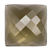 SMOKY QUARTZ CHECKER PYRAMID SQUARE CAB 15MM 11.79 Cts.