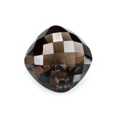SMOKY QUARTZ CHECKER CUT ON TOP DIAMOND CUT BACK CUSHION 14MM 10.76 Cts.