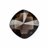 SMOKY QUARTZ CHECKER CUT ON TOP DIAMOND CUT BACK CUSHION 14MM 10.76 Cts.