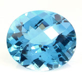 SWISS BLUE TOPAZ CHECKER CUT OVAL 16X14MM 14.05 Cts.