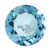 SWISS BLUE TOPAZ WITH INSIDE DIAMOND CUT ROUND 10MM 4.44 Cts.