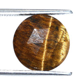 YELLOW TIGER'S EYE QUARTZ ROSE CUT BRIOLETTE ROUND 12MM 3.61 Cts.