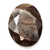 BROWN SAPPHIRE BOTH SIDE TABLE CUT IRREGULAR OVAL 14X11MM 6.33 Cts.