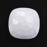 WHITE AGATE IRREGULAR FACETS CUSHION CAB (H/D) AT BOTTOM) 14MM 8.25 Cts.