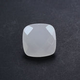 WHITE MILKY QUARTZ CHECKER CUT CUSHION 10MM 3.80 Cts.