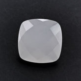 WHITE MILKY QUARTZ CHECKER CUT CUSHION 14MM 8.90 Cts.