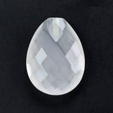 WHITE MILKY QUARTZ BRIOLETTE PEAR (HALF DRILL) 20X15MM 12.28 Cts.