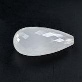 WHITE MILKY QUARTZ FACETED DROP WITH HALF DRILL 26X12.50MM 27.79 Cts.