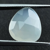 WHITE MOONSTONE ROSE CUT BRIOLETTE IRREGULAR TRILLIONISH 13X11MM 3.70 Cts.