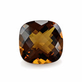 WHISKY QUARTZ CHECKER CUT CUSHION 14MM 9.15Cts.