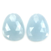 MILKY AQUAMARINE ROSE CUT IRREGULAR PEARISH CAB 22X17MM 23.10 Cts.
