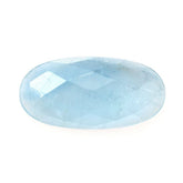 MILKY AQUAMARINE CHECKER CUT OVAL CAB (AAA) 16X8MM 3.41 Cts.