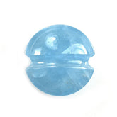MILKY AQUAMARINE PLAIN LENTIL ROUND WITH CARVED BELT (D#25) (AAA) 12MM 5.37 Cts.
