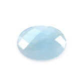 MILKY AQUAMARINE CHECKER CUT OVAL CAB (AA) 14X10MM 3.17 Cts.