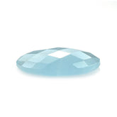 MILKY AQUAMARINE CHECKER CUT OVAL CAB (AA) 14X10MM 3.17 Cts.
