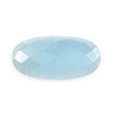 MILKY AQUAMARINE CHECKER CUT OVAL CAB (AA) 16X8MM 3.31 Cts.