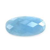 MILKY AQUAMARINE CHECKER CUT OVAL CAB (AAA) 16X8MM 3.83 Cts.