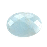 MILKY AQUAMARINE CHECKER CUT OVAL CAB (A) 14X10MM 3.30 Cts.