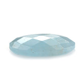 MILKY AQUAMARINE CHECKER CUT OVAL CAB (A) 14X10MM 3.30 Cts.