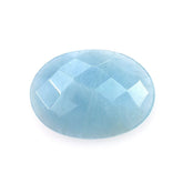MILKY AQUAMARINE CHECKER CUT OVAL CAB (AA) 14X10MM 3.25 Cts.