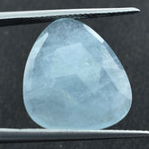 MILKY AQUAMARINE ROSE CUT BRIOLETTE TRILLIONISH 18X16MM 7.76 Cts.