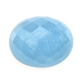 MILKY AQUAMARINE CHECKER CUT OVAL CAB 11X15MM 9.54 Cts.