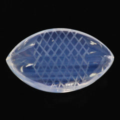 BLUE MOON QUARTZ BUFFTOP CARVED NET BACK MARQUISE (DES#104) 20X12MM 11.50 Cts.