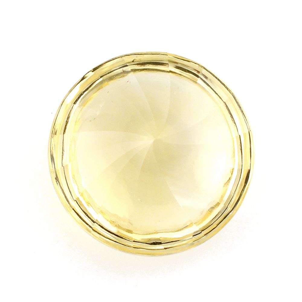 YELLOW CITRINE BUFFTOP ROUND WITH TWISTED CONCAVE (DES#31) (YELLOW LITE) 15MM 10.70 Cts.