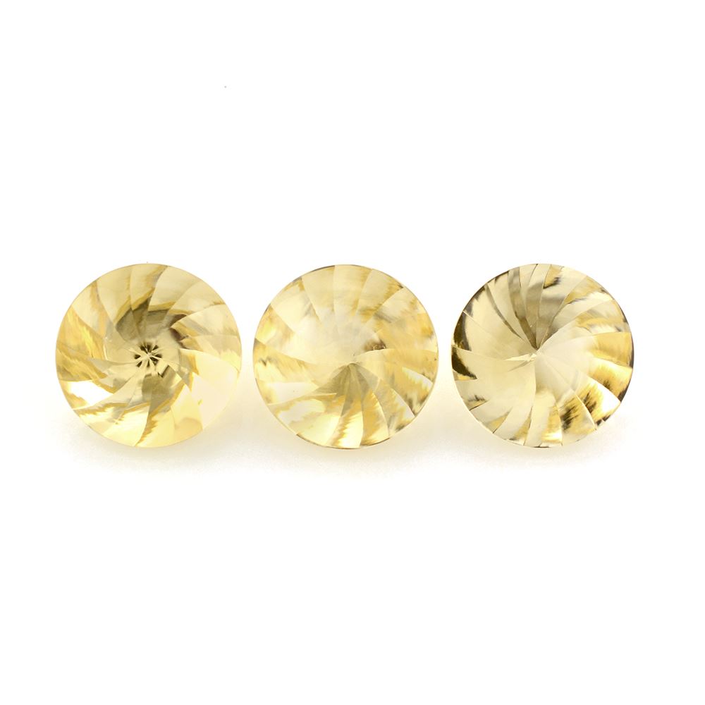YELLOW CITRINE BUFFTOP ROUND WITH TWISTED CONCAVE (DES#31) (YELLOW LITE) 15MM 10.70 Cts.
