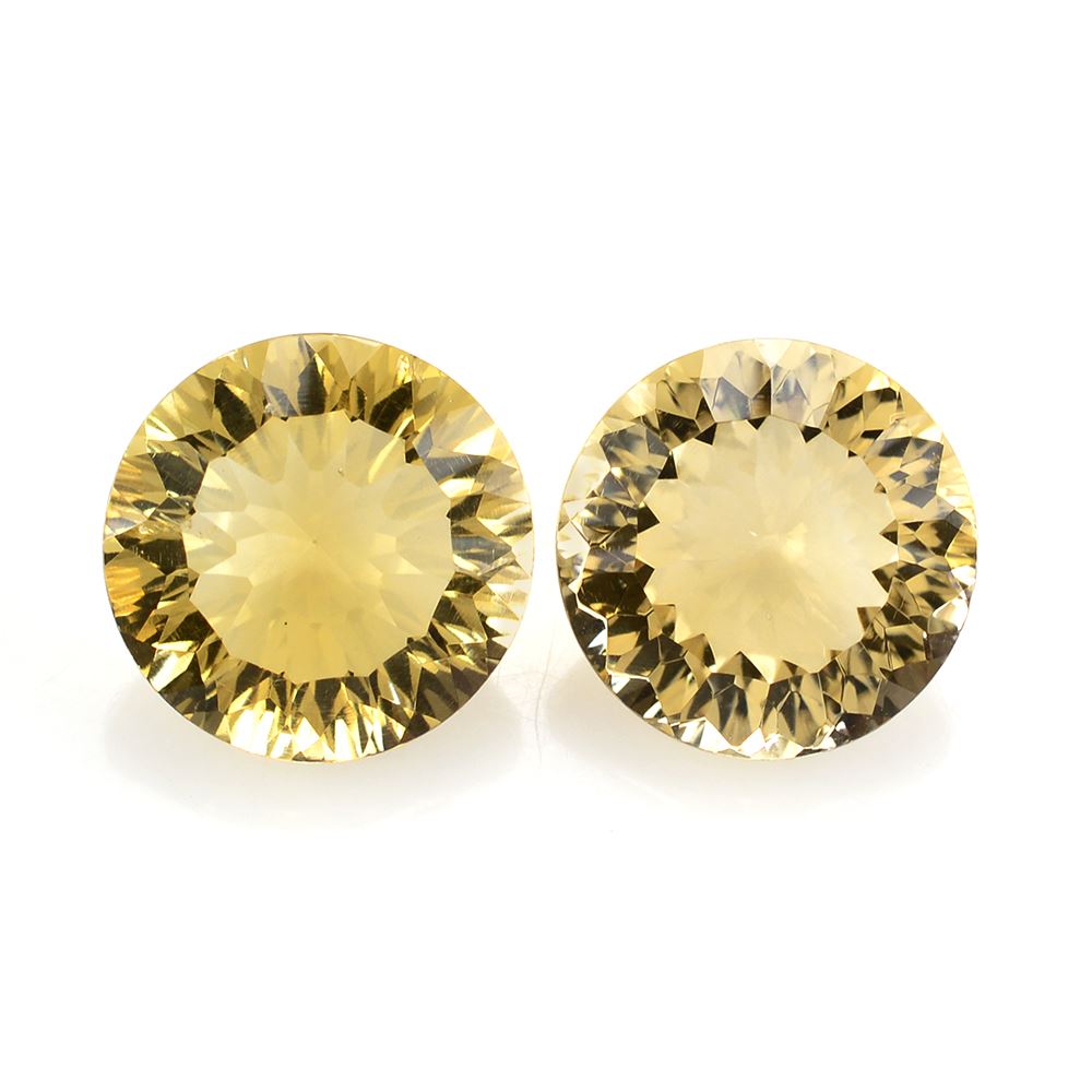 YELLOW CITRINE CONCAVE CUT ROUND YELLOW (DES#45) 12MM 5.33 Cts.