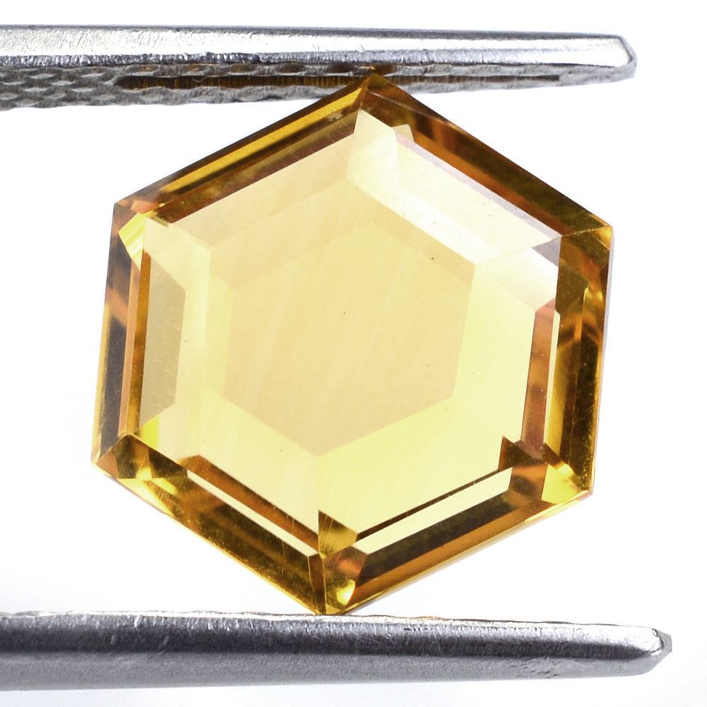 GOLDEN CITRINE BOTH SIDE STEP HEXAGON 11MM 3.20 Cts.