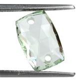 GREEN AMETHYST ROSE CUT BRIOLETTE CUSHION (FULL DRILL) (TWO HOLE) 12X8MM 3.46 Cts.
